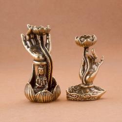 Pirinç Lotus Guanyin Tütsü Kabı | Dekoratif Buda Heykeli