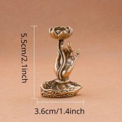 Pirinç Lotus Guanyin Tütsü Kabı | Dekoratif Buda Heykeli