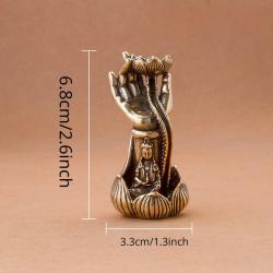 Pirinç Lotus Guanyin Tütsü Kabı | Dekoratif Buda Heykeli