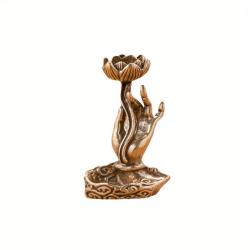 Pirinç Lotus Guanyin Tütsü Kabı | Dekoratif Buda Heykeli