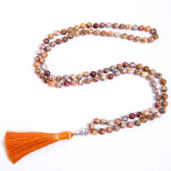 Natural Crazy Agate Mala Necklace: Meditation & Yoga Jewelry