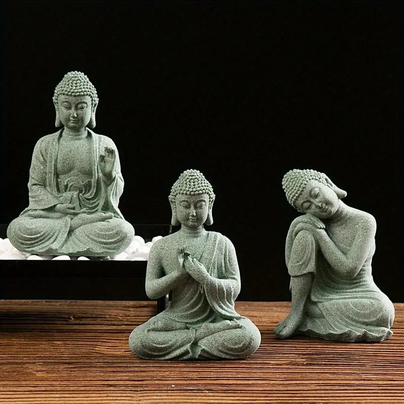 Mini Buddha Statue: Decorative Fish Tank & Desk Accent