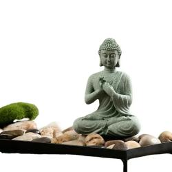 Mini Buddha Statue: Decorative Fish Tank & Desk Accent