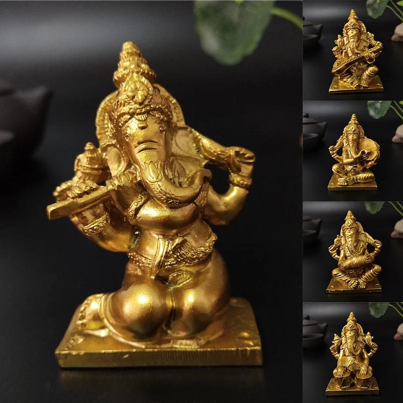 Müzikli Altın Ganesha Heykeli: Fil Tanrısı Dekorasyonu