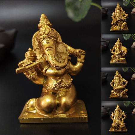 Müzikli Altın Ganesha Heykeli: Fil Tanrısı Dekorasyonu