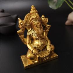Müzikli Altın Ganesha Heykeli: Fil Tanrısı Dekorasyonu