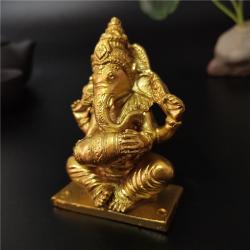 Müzikli Altın Ganesha Heykeli: Fil Tanrısı Dekorasyonu