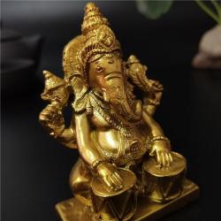 Müzikli Altın Ganesha Heykeli: Fil Tanrısı Dekorasyonu