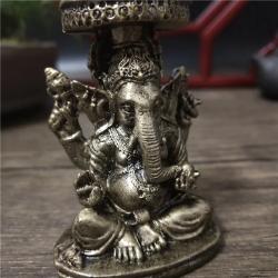 Ganesha-Statue | Messing-Finish, Elefantenskulptur für die Heimdekoration