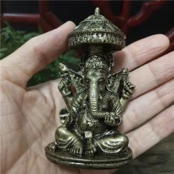 Ganesha-Statue | Messing-Finish, Elefantenskulptur für die Heimdekoration