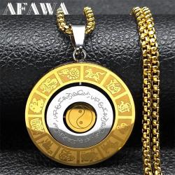 Collier Bagua : Amulette rotative des 12 signes du zodiaque pour hommes et femmes