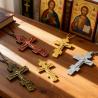 Orthodoxe Goldkreuz-Halskette: Gravierte Kruzifix-Ikone | Christliche Je...