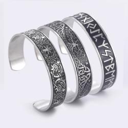 Viking Rune Manşet Bileklik | Paslanmaz Çelik | Hayat Ağacı | Çift...