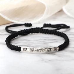 Tibetan Buddhist Bracelet: Lucky Red Rope & Silver Charm