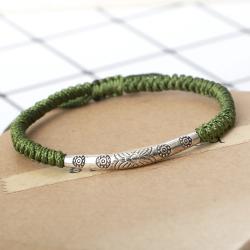 Tibetan Buddhist Bracelet: Lucky Red Rope & Silver Charm