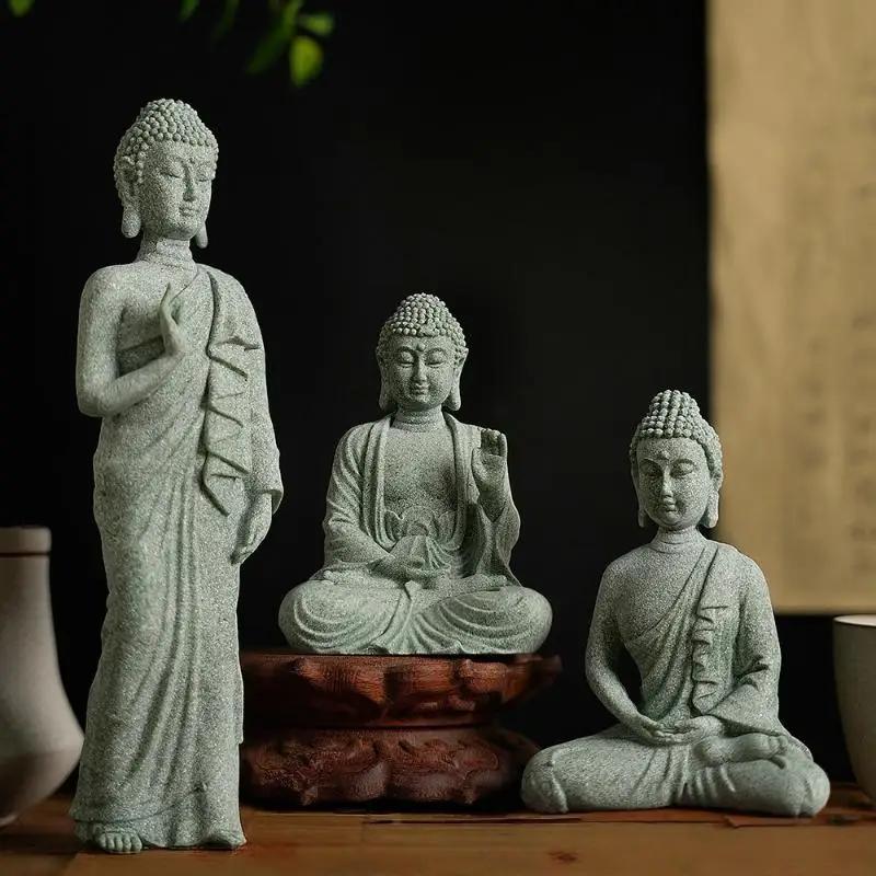 Buddhistische Miniaturfigur: Zen-Dekor aus thailändischem Sandstein